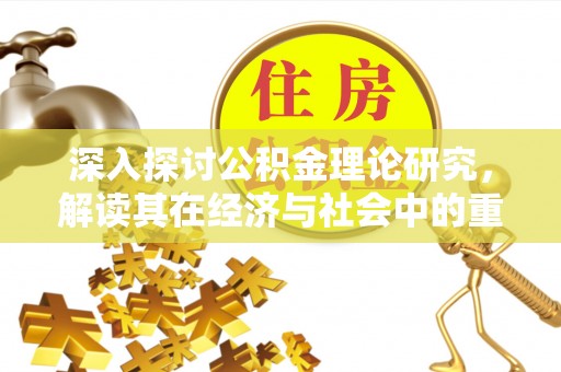 吴忠深入探讨公积金理论研究，解读其在经济与社会中的重要角色